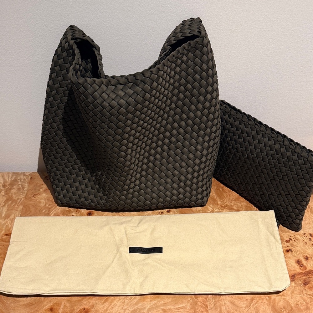 Naghedi Woven Medium Hobo in Olive